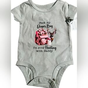 Greeb Baby Onesie with Pink Hunting Design